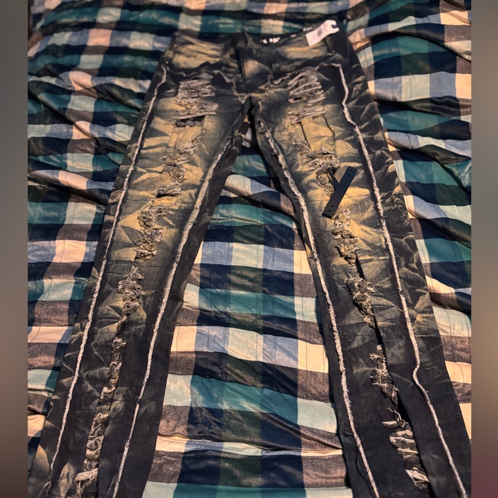 PUBLIK Men's Distressed SLIM STACKED Jeans